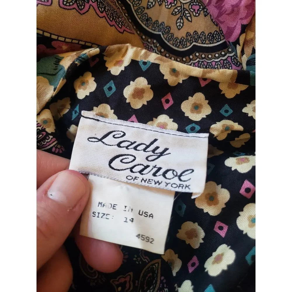 70s/80s‎ Funk Paisley and Floral Sheath Dress - Picture 4 of 6